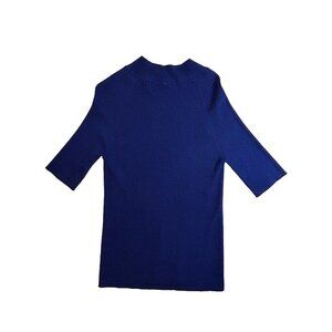 Tahari Ribbed Knit‎ Blue Sweater Top Size L